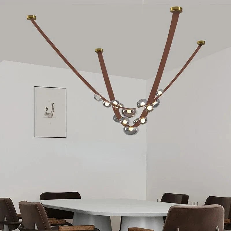 Sandyha Lustre en Cuir avec Suspension LED - Design Moderne | Marco Lucetti