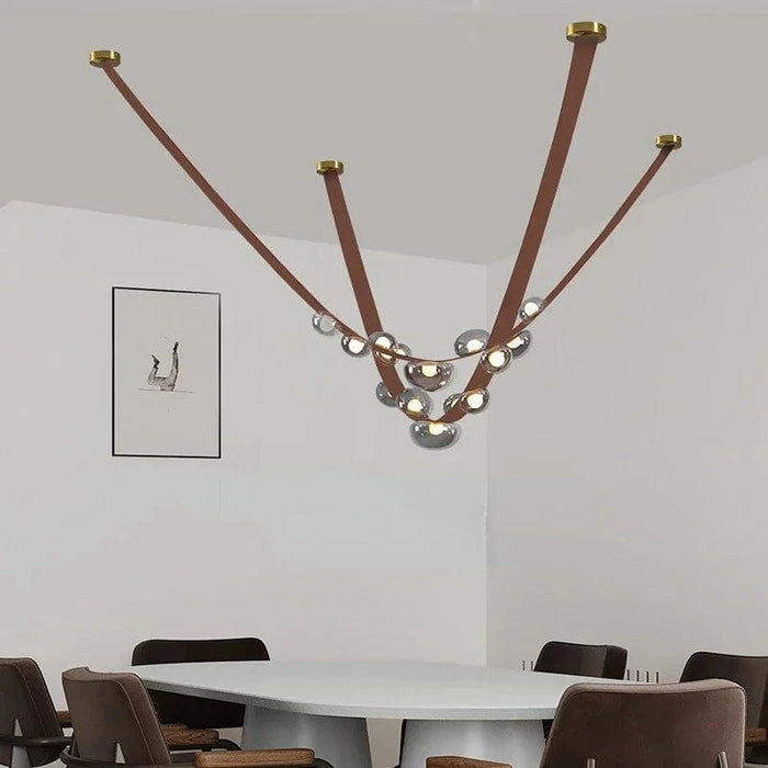 Sandyha Lustre en Cuir avec Suspension LED - Design Moderne | Marco Lucetti