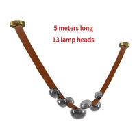 Sandyha Lustre en Cuir avec Suspension LED - Design Moderne | Marco Lucetti Marron 5m / Verre de suie / Blanc froid