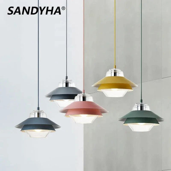 SANDYHA Lustre Moderne Macaron en Verre Suspension LED pour Chambre Étude Salon - Lustre Para Sala De Jantar | Marco Lucetti