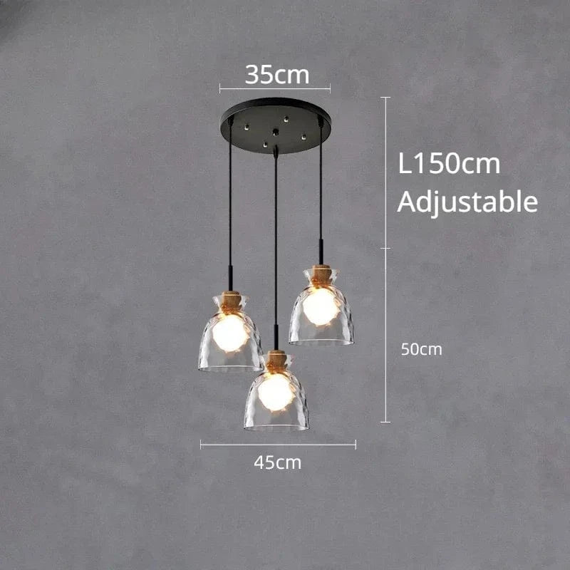 SANDYHA Lustre nordique en verre Lampara Colgante Techo LED chambre Restaurant De Chevet Lustres De Plafond éclairage suspendu | Marco Lucetti Ae tête ronde 3 / Lumière blanche