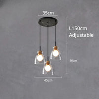 SANDYHA Lustre nordique en verre Lampara Colgante Techo LED chambre Restaurant De Chevet Lustres De Plafond éclairage suspendu | Marco Lucetti Ae tête ronde 3 / Lumière blanche