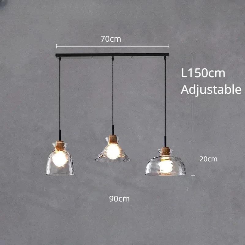 SANDYHA Lustre nordique en verre Lampara Colgante Techo LED chambre Restaurant De Chevet Lustres De Plafond éclairage suspendu | Marco Lucetti C long 3 têtes / Lumière blanche
