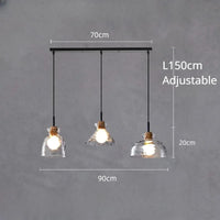 SANDYHA Lustre nordique en verre Lampara Colgante Techo LED chambre Restaurant De Chevet Lustres De Plafond éclairage suspendu | Marco Lucetti C long 3 têtes / Lumière blanche