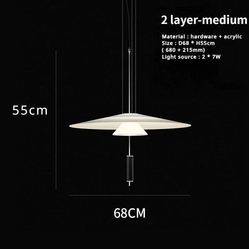 Sandyha Lustre Style Soucoupe Volante LED Moderne pour Décoration Intérieure | Marco Lucetti 2 couches moyennes / Blanc / Lumière neutre