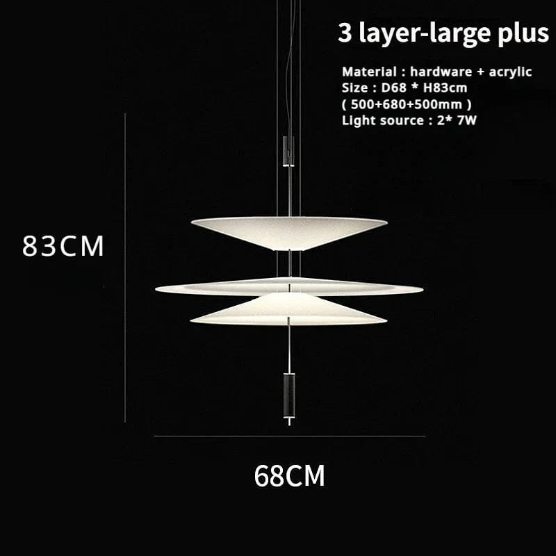 Sandyha Lustre Style Soucoupe Volante LED Moderne pour Décoration Intérieure | Marco Lucetti 3 couches grandes plus / Blanc / Blanc chaud