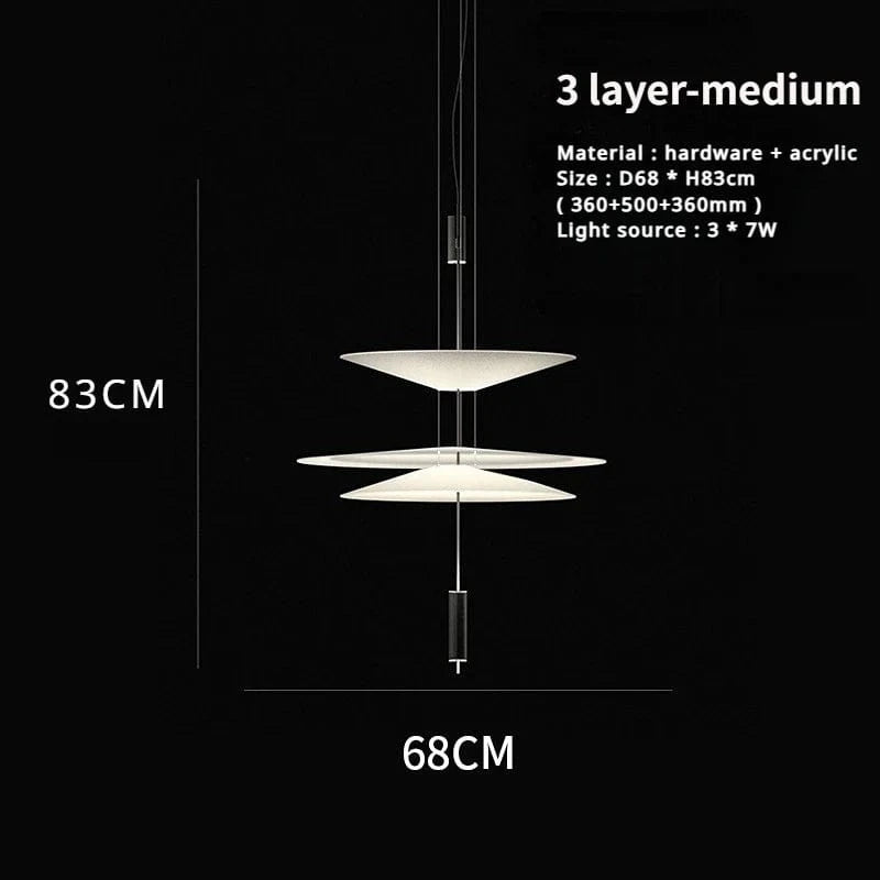 Sandyha Lustre Style Soucoupe Volante LED Moderne pour Décoration Intérieure | Marco Lucetti 3 couches moyennes / Blanc / Lumière neutre