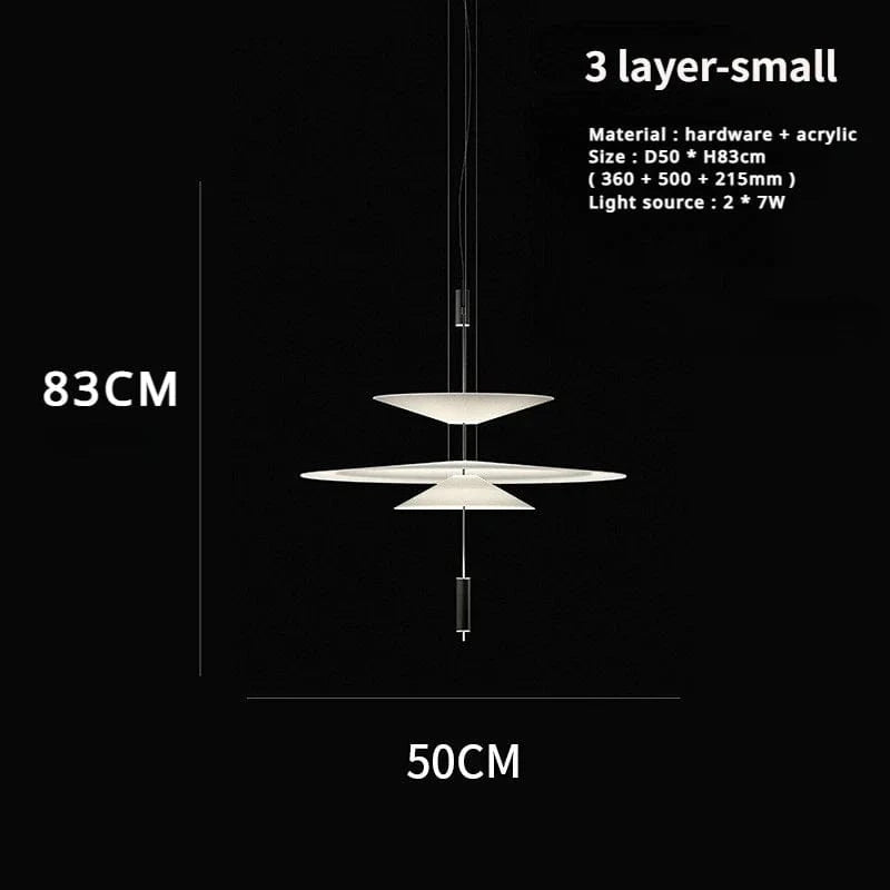 Sandyha Lustre Style Soucoupe Volante LED Moderne pour Décoration Intérieure | Marco Lucetti 3 couches petites / Blanc / Lumière neutre