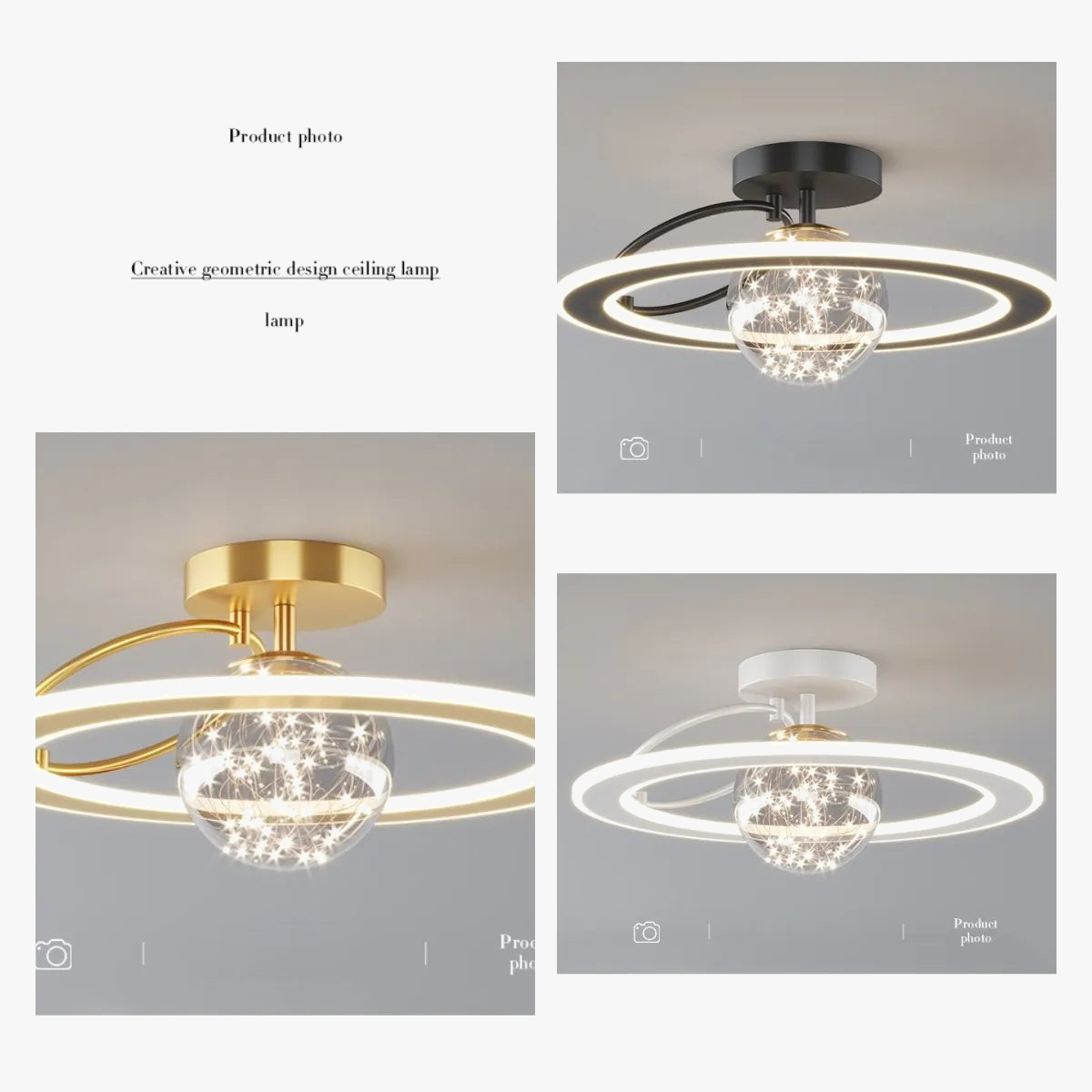 Plafonnier Doré de Luxe à LED Moderne Boule de Verre