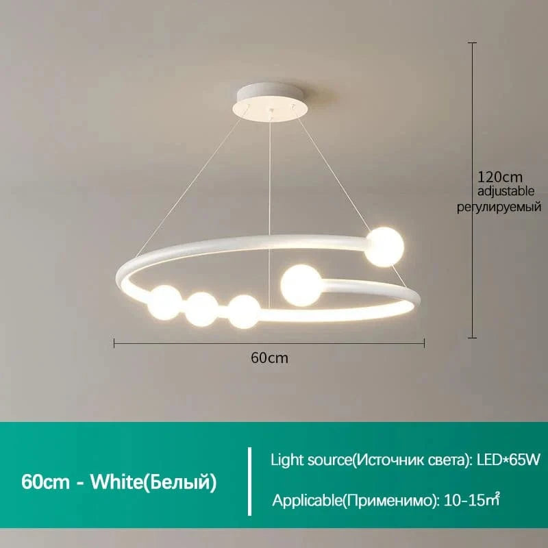 SANDYHA nordique luxe boule de verre lustre moderne - Suspension LED Design | Marco Lucetti Blanc D60cm / Lumière froide