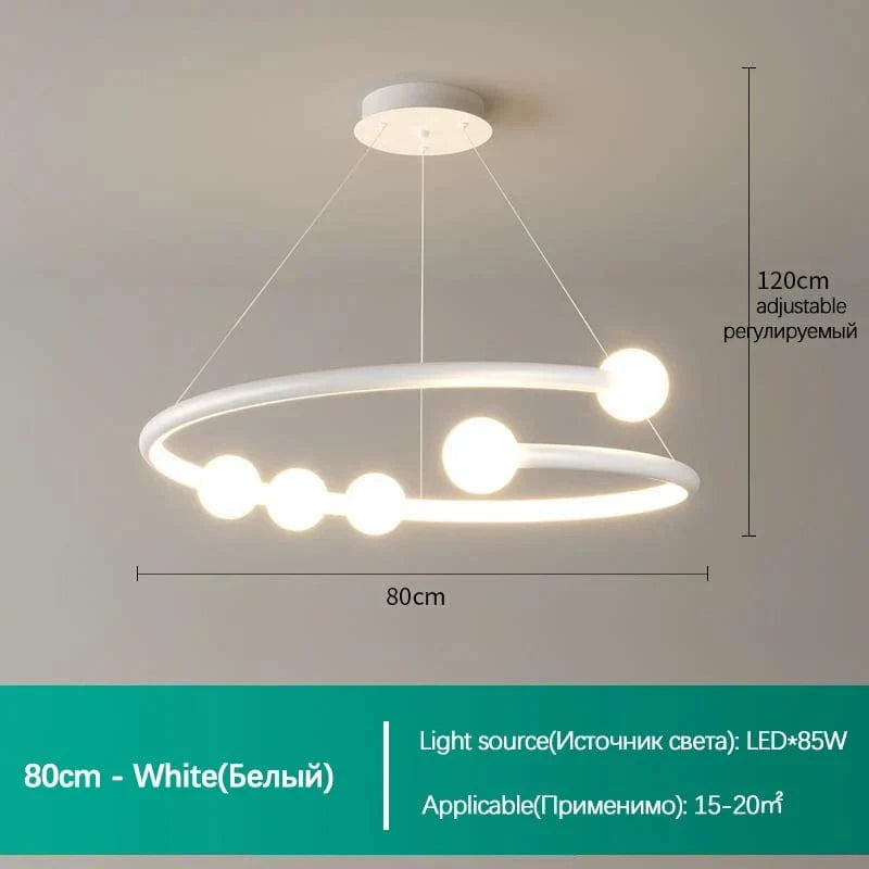 SANDYHA nordique luxe boule de verre lustre moderne - Suspension LED Design | Marco Lucetti Blanc D80cm / Lumière froide