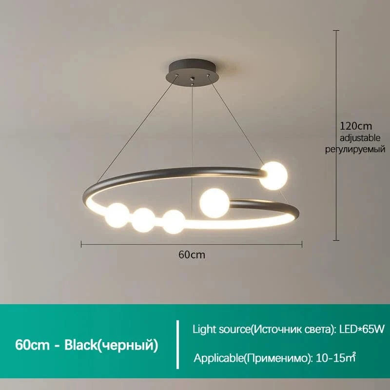 SANDYHA nordique luxe boule de verre lustre moderne - Suspension LED Design | Marco Lucetti Noir D60cm / Lumière froide