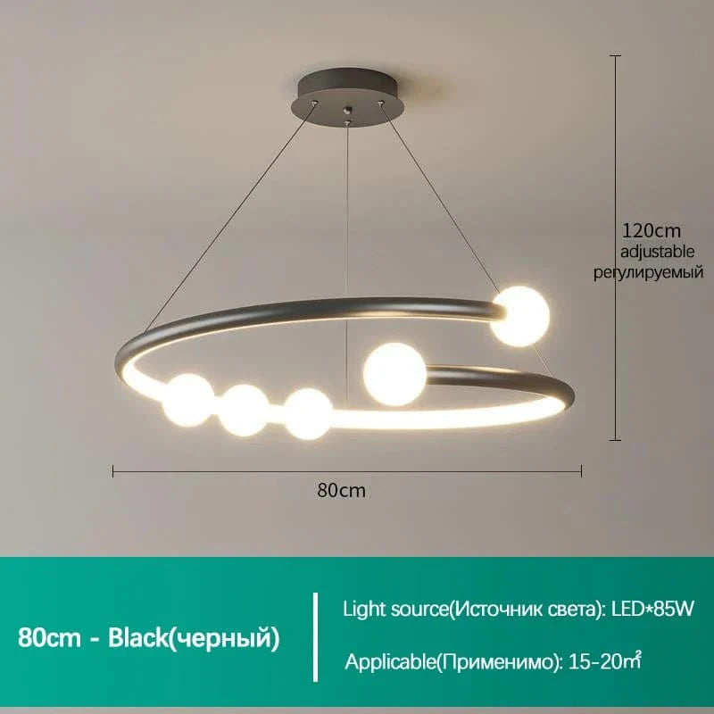 SANDYHA nordique luxe boule de verre lustre moderne - Suspension LED Design | Marco Lucetti Noir D80cm / Lumière froide