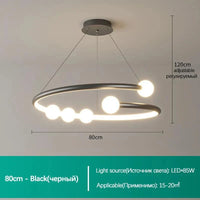 SANDYHA nordique luxe boule de verre lustre moderne - Suspension LED Design | Marco Lucetti Noir D80cm / Lumière froide