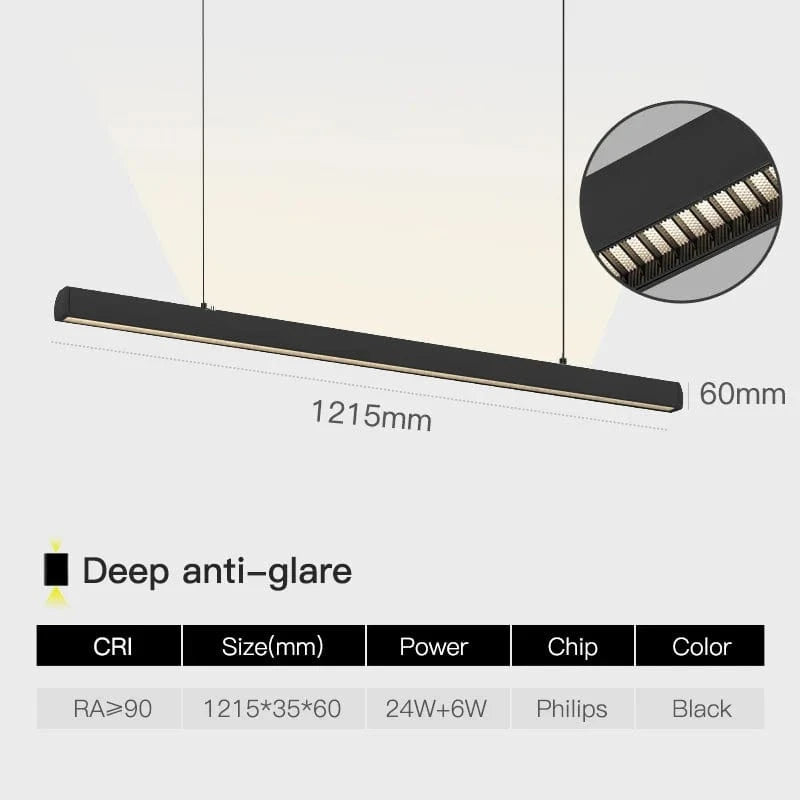 SCON - Collection "Minimal Luxe" : Suspension LED pour salle à manger, bureau ou bar. | Marco Lucetti B Anti-éblouissement profond / Type de ligne suspendue / 24W | Lumière jaune 2700K