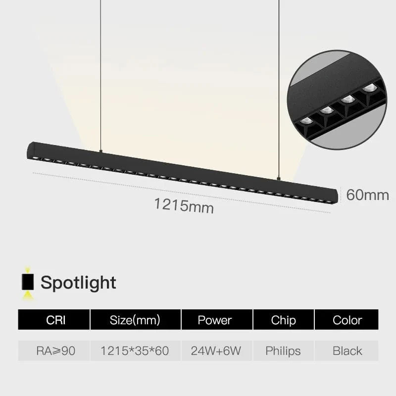 SCON - Collection "Minimal Luxe" : Suspension LED pour salle à manger, bureau ou bar. | Marco Lucetti B Pleins feux sur / Type de ligne suspendue / 24W | Lumière jaune 2700K