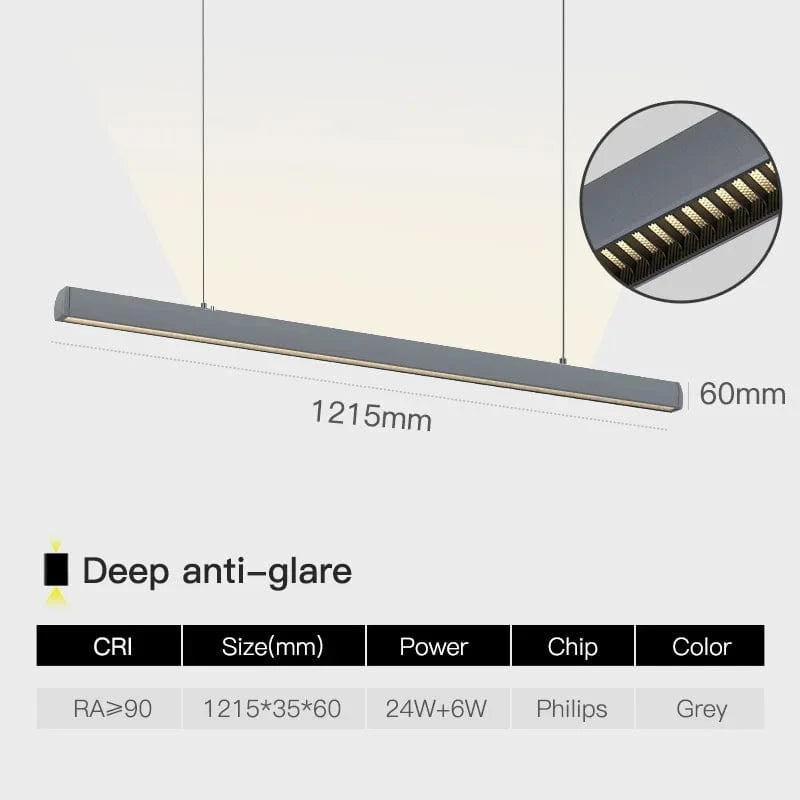 SCON - Collection "Minimal Luxe" : Suspension LED pour salle à manger, bureau ou bar. | Marco Lucetti G Anti-éblouissement profond / Type de ligne suspendue / 24W | Lumière jaune 2700K