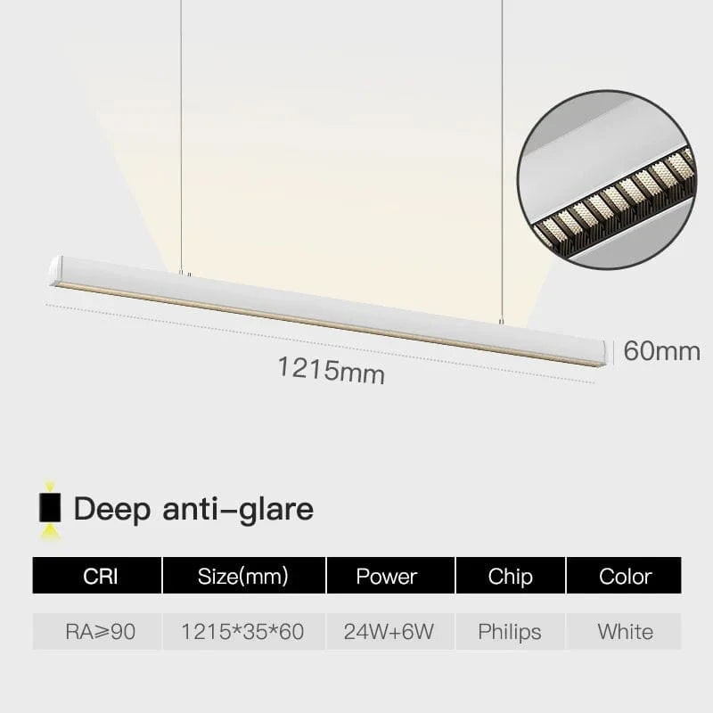 SCON - Collection "Minimal Luxe" : Suspension LED pour salle à manger, bureau ou bar. | Marco Lucetti W Anti-éblouissement profond / Type de ligne suspendue / 24W | Lumière jaune 2700K