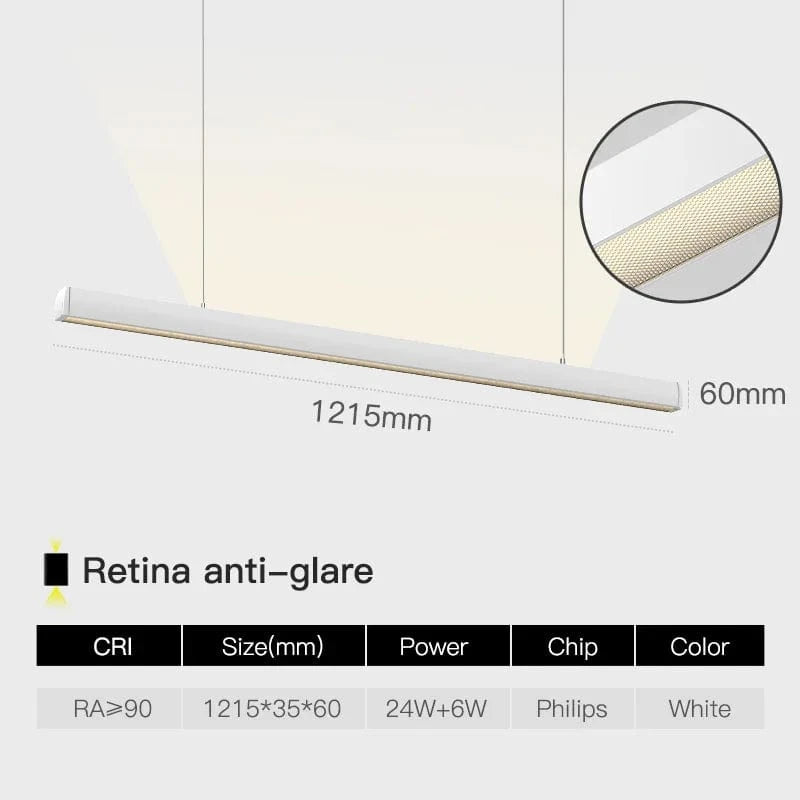 SCON - Collection "Minimal Luxe" : Suspension LED pour salle à manger, bureau ou bar. | Marco Lucetti W Retina antireflet / Type de ligne suspendue / 24W | Lumière jaune 2700K