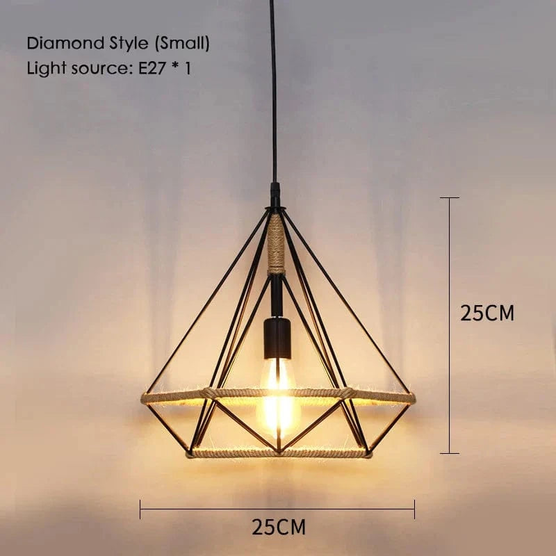 Sisal & Chanvre : Lustre Suspendu en Corde pour Salle à Manger | Marco Lucetti A Diamant 25cm / Blanc chaud