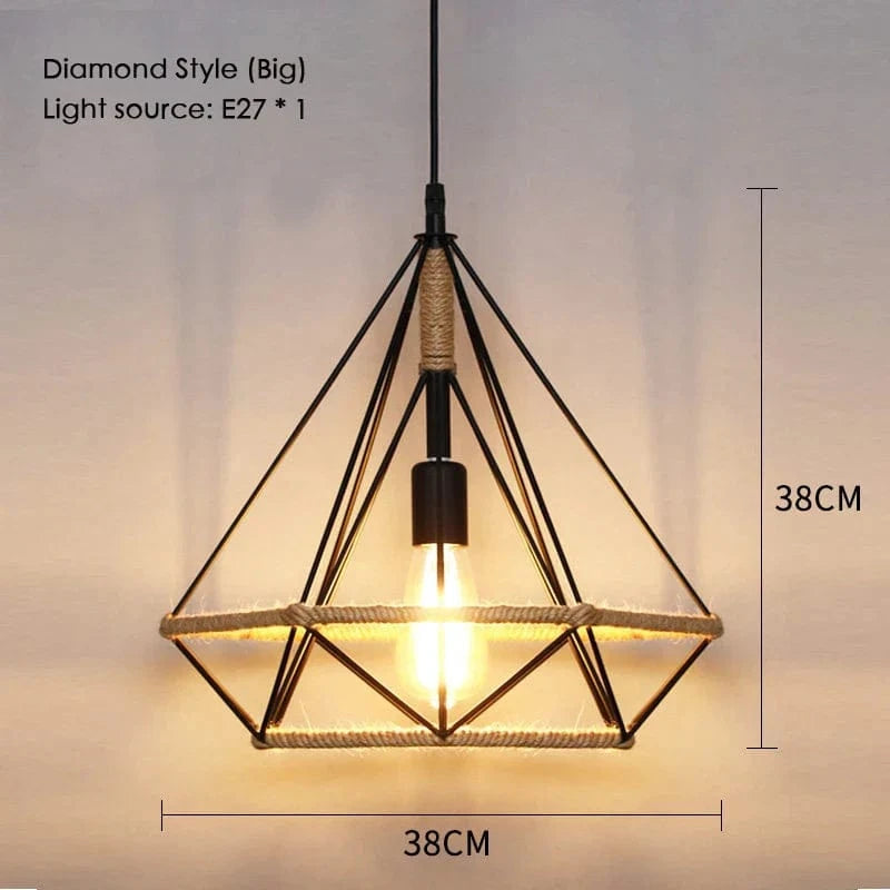 Sisal & Chanvre : Lustre Suspendu en Corde pour Salle à Manger | Marco Lucetti A Diamant 38cm / Blanc chaud