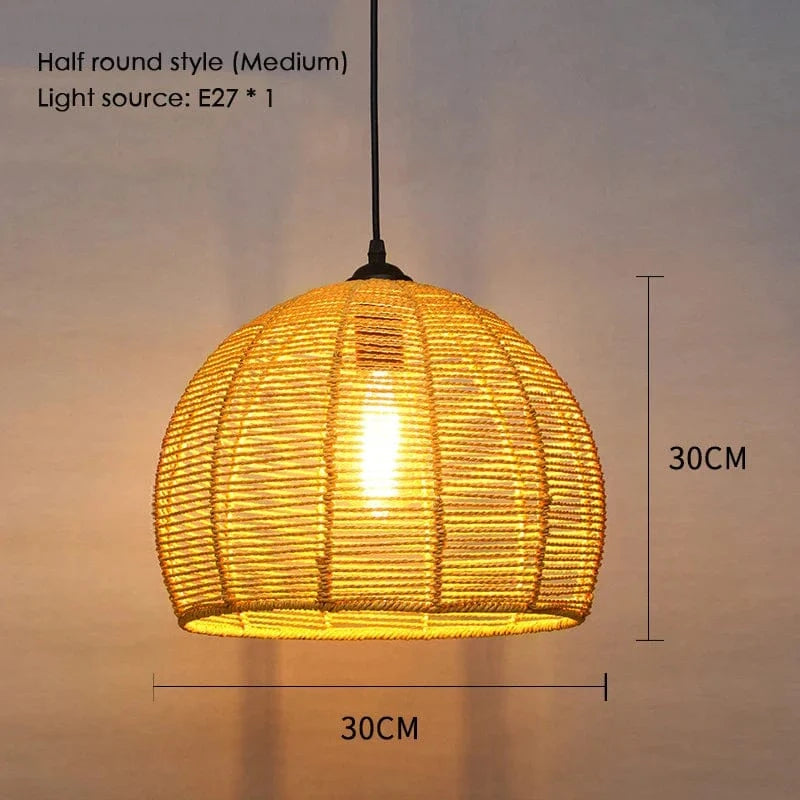 Sisal & Chanvre : Lustre Suspendu en Corde pour Salle à Manger | Marco Lucetti C Demi-cercle 30cm / Blanc chaud