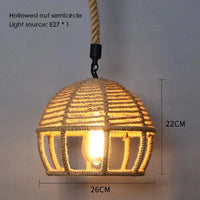 Sisal & Chanvre : Lustre Suspendu en Corde pour Salle à Manger | Marco Lucetti C Semi-circulaire 26cm / Blanc chaud