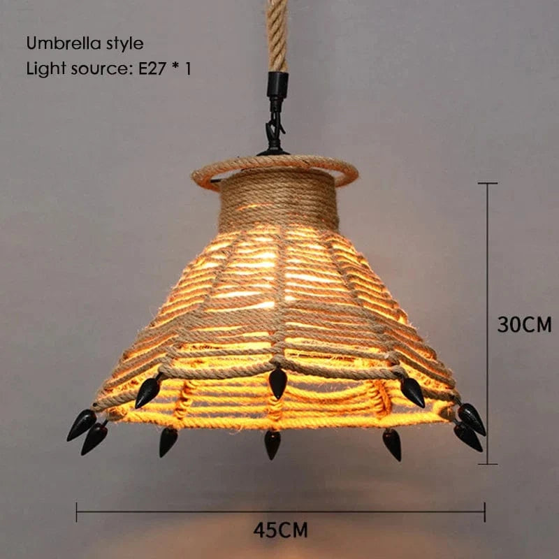 Sisal & Chanvre : Lustre Suspendu en Corde pour Salle à Manger | Marco Lucetti E 45x30cm / Blanc chaud