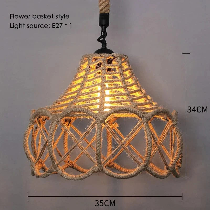 Sisal & Chanvre : Lustre Suspendu en Corde pour Salle à Manger | Marco Lucetti F 35x34cm / Blanc chaud