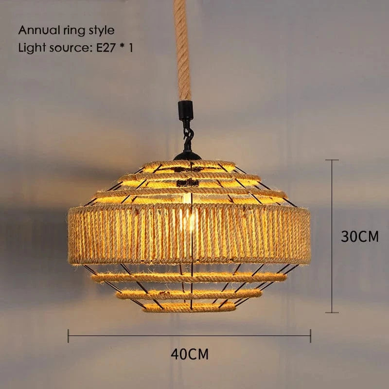 Sisal & Chanvre : Lustre Suspendu en Corde pour Salle à Manger | Marco Lucetti H 40x30cm / Blanc chaud