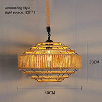 Sisal & Chanvre : Lustre Suspendu en Corde pour Salle à Manger | Marco Lucetti H 40x30cm / Blanc chaud