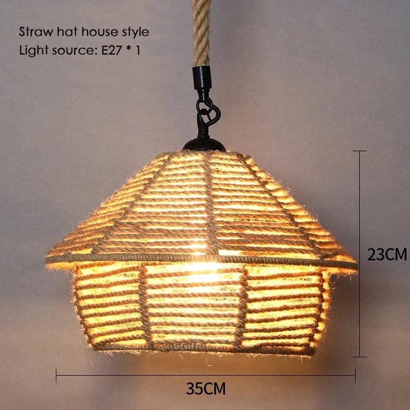 Sisal & Chanvre : Lustre Suspendu en Corde pour Salle à Manger | Marco Lucetti L 35x23cm / Blanc chaud