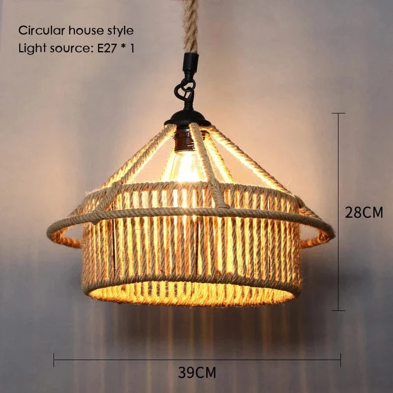 Sisal & Chanvre : Lustre Suspendu en Corde pour Salle à Manger | Marco Lucetti M 39x28cm / Blanc chaud