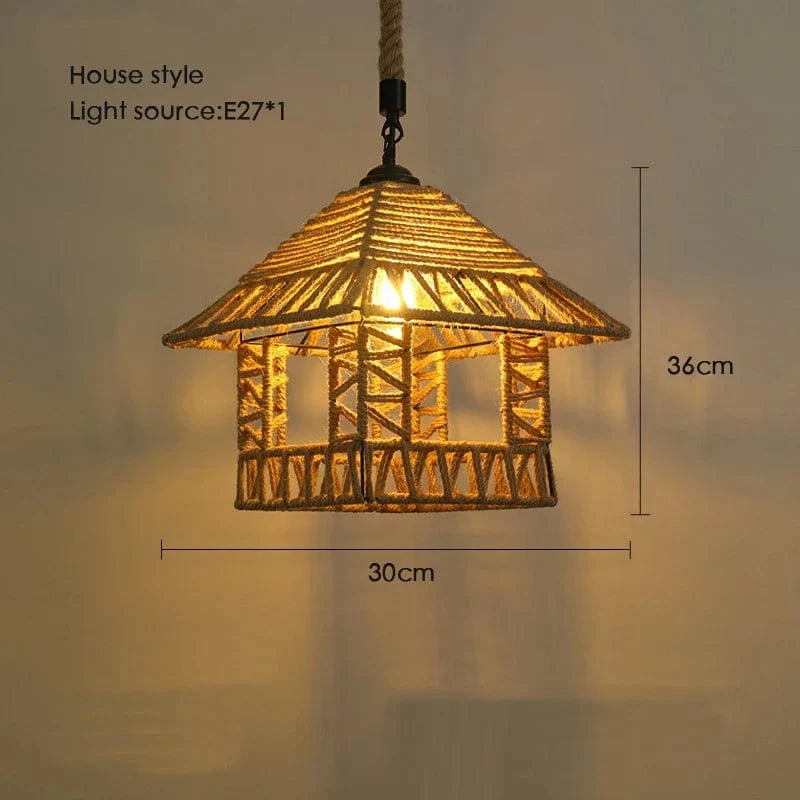 Sisal & Chanvre : Lustre Suspendu en Corde pour Salle à Manger | Marco Lucetti O 30 x36cm / Blanc chaud