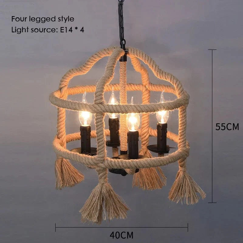 Sisal & Chanvre : Lustre Suspendu en Corde pour Salle à Manger | Marco Lucetti P40x55cm / Blanc chaud