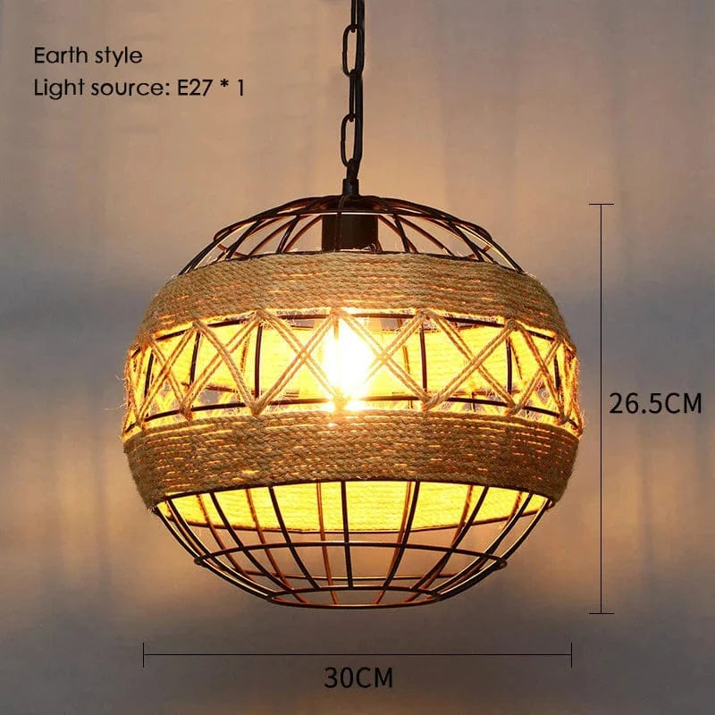 Sisal & Chanvre : Lustre Suspendu en Corde pour Salle à Manger | Marco Lucetti Q30 x26,5 cm / Blanc chaud