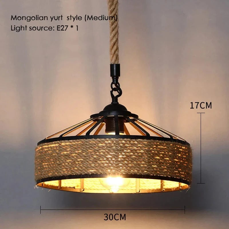 Sisal & Chanvre : Lustre Suspendu en Corde pour Salle à Manger | Marco Lucetti Yourte B 30cm / Blanc chaud