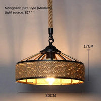 Sisal & Chanvre : Lustre Suspendu en Corde pour Salle à Manger | Marco Lucetti Yourte B 30cm / Blanc chaud