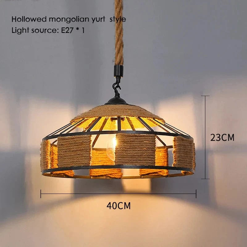 Sisal & Chanvre : Lustre Suspendu en Corde pour Salle à Manger | Marco Lucetti Yourte Creuse B 40cm / Blanc chaud