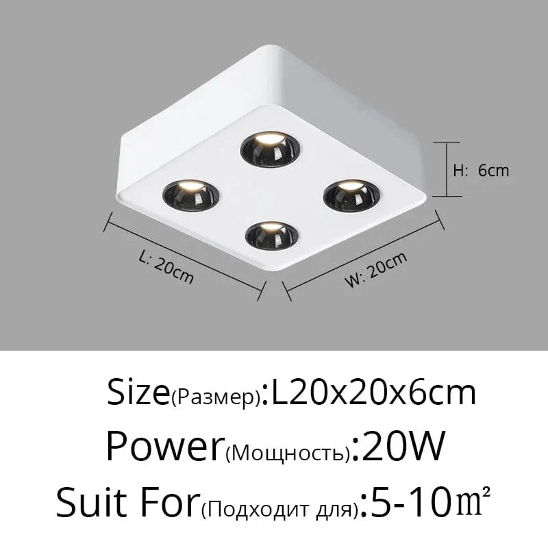 Smart Mijia Ultra-Mince - Spot COB Maison Carré à Quatre Têtes | Marco Lucetti E Blanc L20x20cm 20W / Blanc froid