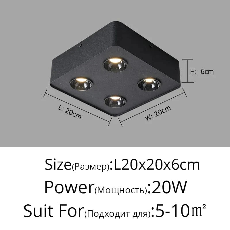 Smart Mijia Ultra-Mince - Spot COB Maison Carré à Quatre Têtes | Marco Lucetti E Noir L20x20cm 20W / Blanc froid