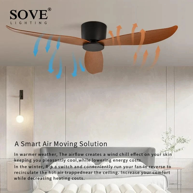 SOVE - Ventilateur de plafond DC 30W sans lumière, design moderne, avec télécommande | Marco Lucetti