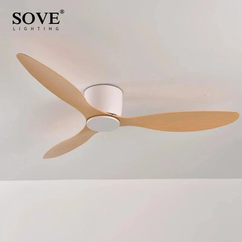 SOVE - Ventilateur de plafond DC 30W sans lumière, design moderne, avec télécommande | Marco Lucetti Bois blanc et clair / 42 pouces
