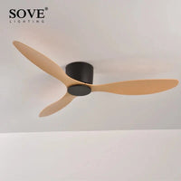 SOVE - Ventilateur de plafond DC 30W sans lumière, design moderne, avec télécommande | Marco Lucetti Bois noir et clair / 42 pouces