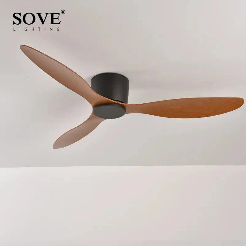 SOVE - Ventilateur de plafond DC 30W sans lumière, design moderne, avec télécommande | Marco Lucetti Bois noir et profond / 42 pouces
