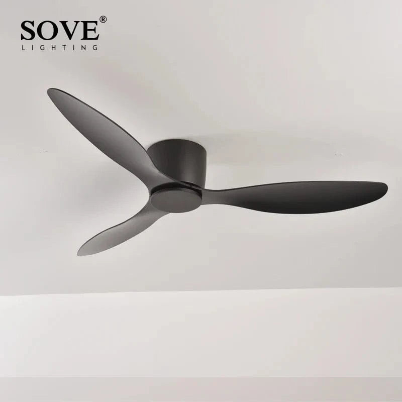 SOVE - Ventilateur de plafond DC 30W sans lumière, design moderne, avec télécommande | Marco Lucetti Noir Noir mat / 42 pouces