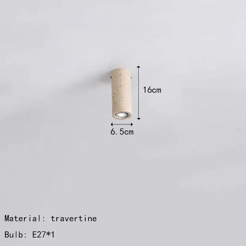 Spot cylindrique en pierre naturelle - Élégance naturelle sublimée | Marco Lucetti 16 cm / Blanc chaud