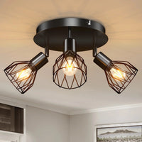 Spot de Plafond Rotatif 3 Voies - Noir/Blanc Plafonniers E14 - Luminaires Fil Cage Mur | Marco Lucetti