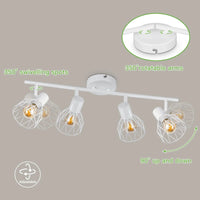 Spot de plafond rotatif 4 voies - Lumières noires/blanches - Cage métallique E14 - Design lumineux | Marco Lucetti