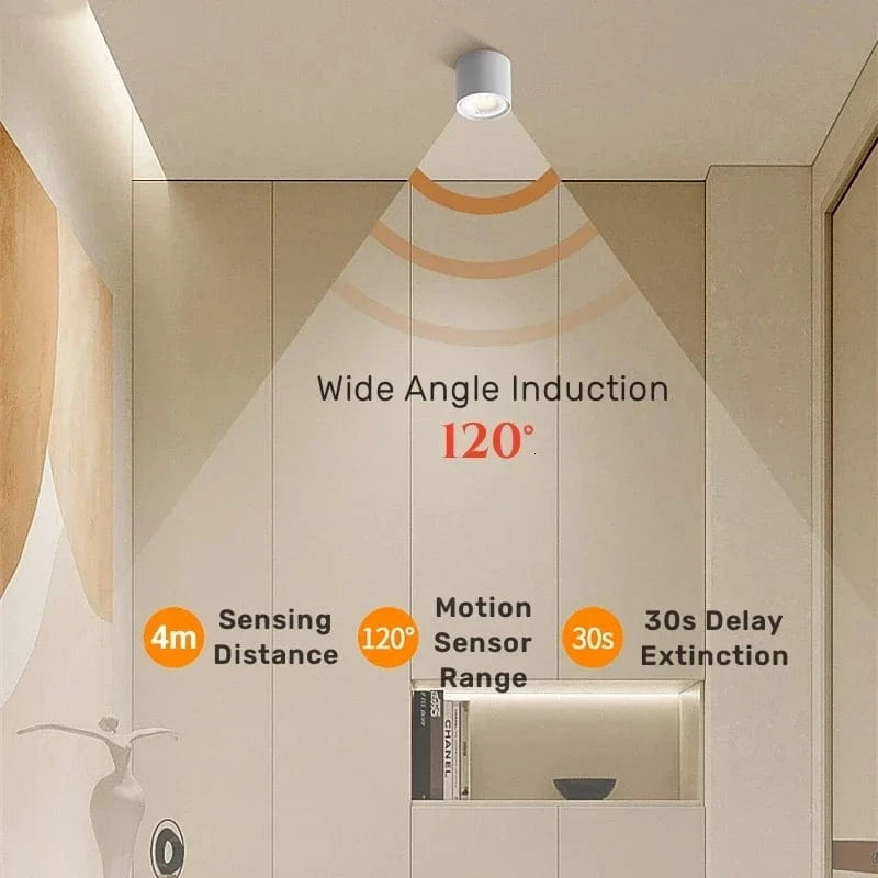 Spot détecteur de mouvement LED 12W - Surface monté - Anti-éblouissement - Smart - Escalier, Chambre, Maison | Marco Lucetti